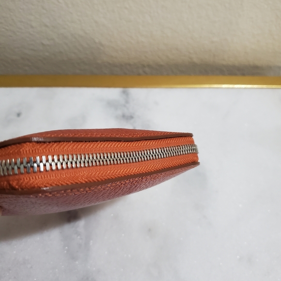 Orange Leather Silk in Travel Tote Shopping Zip Around Handbag - Picture 8 of 16